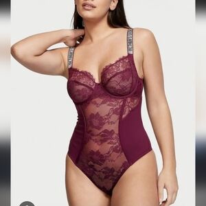 Victoria's Secret Burgundy Lace Bodysuit